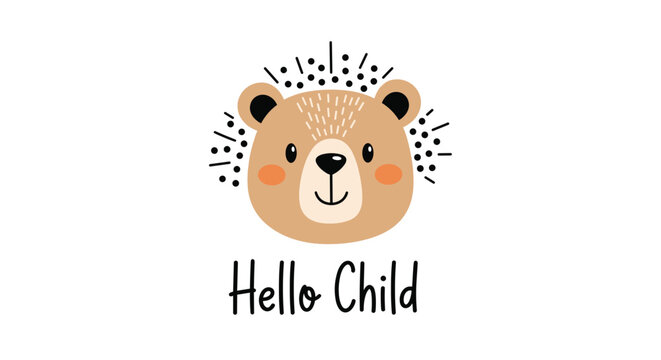 Cute cartoon bear face with the text \.