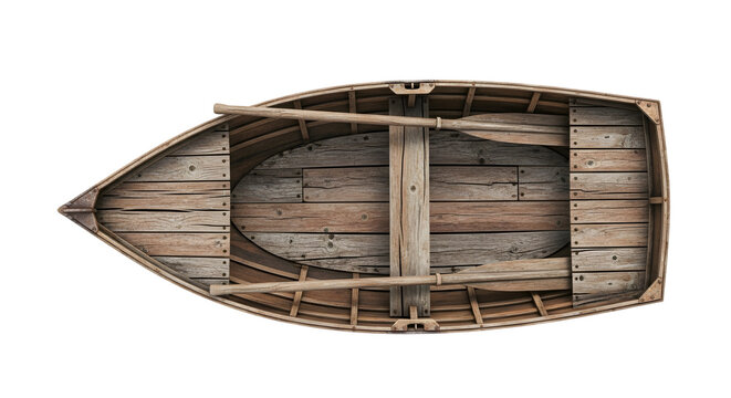Old wooden rowboat interior isolated on transparent background - Powered by Adobe