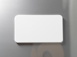 Blank rectangular fridge magnet on a clean metallic background