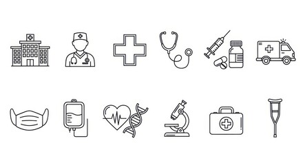 Collection of Medical and Healthcare Icons for Design