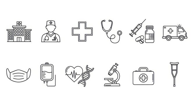 Collection of Medical and Healthcare Icons for Design - Powered by Adobe