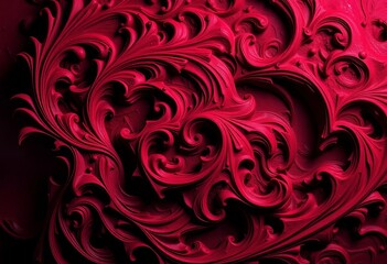 Intricate swirling crimson and maroon textures, deep shadows,  blood,  scarlet