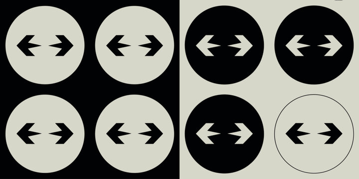 Opposing arrows symbolizing contrast and direction on black and white background