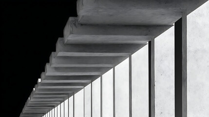 Concrete architectural structure with repeating geometric forms and shadows image