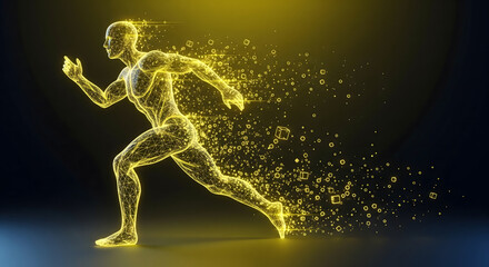 Fototapeta premium Abstract Glowing Runner Made of Particles in Motion - Digital Art