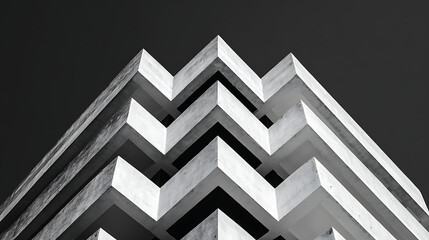 Geometric concrete structure with sharp angles and repeating patterns architecture abstract