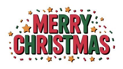 Festive Christmas Greeting: A vibrant message of Merry Christmas adorned with stars and confetti, radiating the joy and anticipation of the holiday season. 