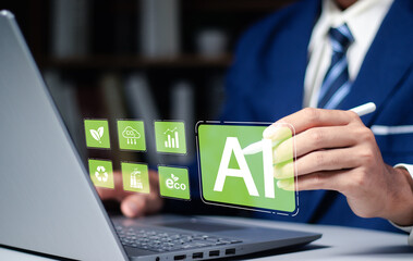 Artificial intelligence is part of the green world for sustainable development goals., AI Helps Report Greenhouse Gas Emissions, Collect Carbon Footprint Data, Analyze Organizational Energy Usage