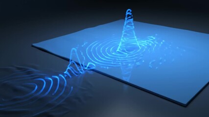 Waves Forming Ripples on Surface With Blue Light Effect - Powered by Adobe