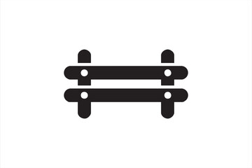 Simple wood rail fence icon for property boundary and landscape design