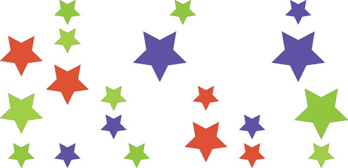 Obraz premium Scattered colorful stars in red, green, and purple