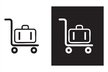 Clean line baggage cart illustration for airline services and UI design