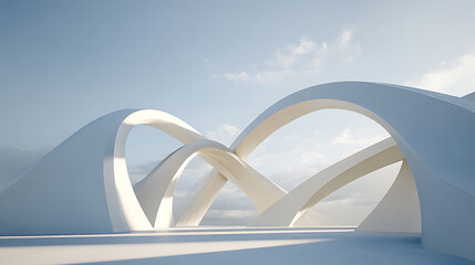 Smooth white abstract architectural forms against a sky architecture sculpture
