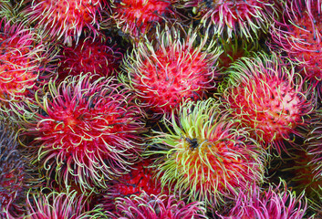 fresh rambutan as food background