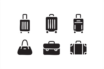 Rolling luggage and business bag icons for trip planning and booking apps