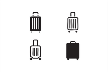 Rolling luggage silhouette collection for tourism branding and UI kits