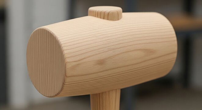 Close up artisan handcraft wooden mallet instrument construction tool