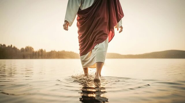 Jesus Christ walks on water. A question of faith.
