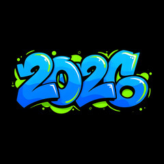 Graffiti art with the year 2026 in blue and green
