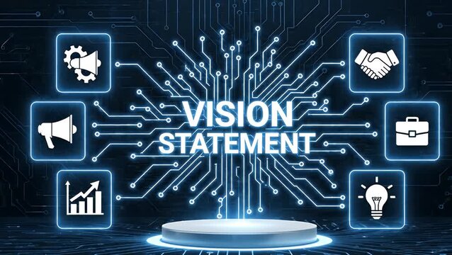 Business vision statement on a futuristic technology interface