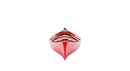 Front View of a Red and White Cruise Ship with Black Accents Against a Black Background