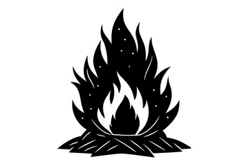 Campfire icon silhouette vector, bonfire black symbol
