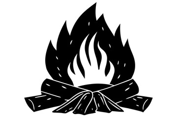 Campfire icon silhouette vector, bonfire black symbol
