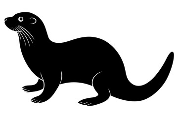Otter silhouette vector, Black otter black symbol
