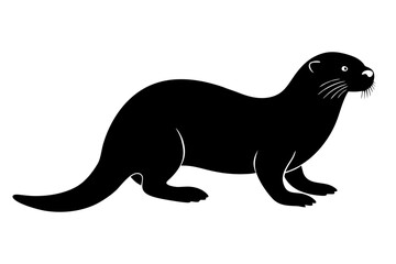 Otter silhouette vector, Black otter black symbol
