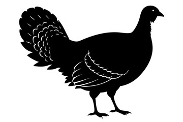 Turkey cock bird silhouette vector, wild turkey black symbol
