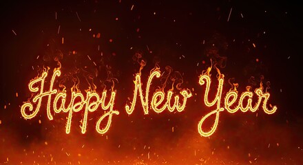 Happy New Year Celebration with Fiery Sparkles