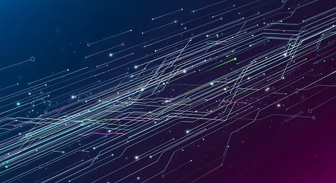 Abstract digital data stream lines and nodes network background