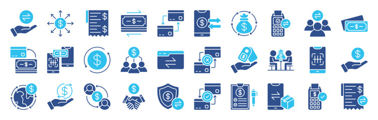 Transactions outline editable icon set collection. Editable stroke. Vector illustration eps 10