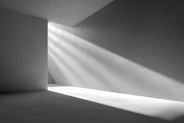 Abstract interior, sunbeams illuminating a minimalist space