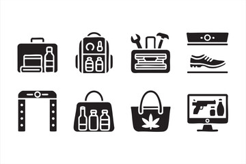 Security checkpoint symbol set for travel safety