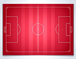 Overhead vibrant red gradient illustration of a soccer pitch