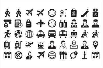 Travel, transit & airport operations icons