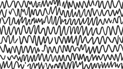 Black hand drawn wavy lines on white background seamless pattern abstract artistic