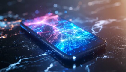mobile phone with world map
