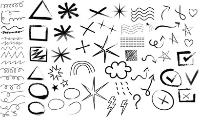 set of doodle arrows