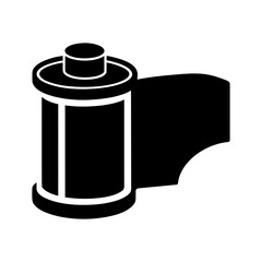 Camera Film Roll Icon Vector on White Background.