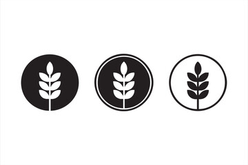Botanical wheat vector icons for rustic packaging, eco-friendly branding, and farm identity