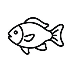 Stylized fish outline icon for aquatic themes, marine life, and fresh seafood concepts on white background.