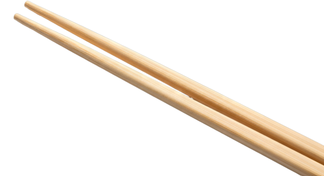 Two Wooden Chopsticks Pointing Upwards on a Black Background Representing Asian Cuisine and Utensils