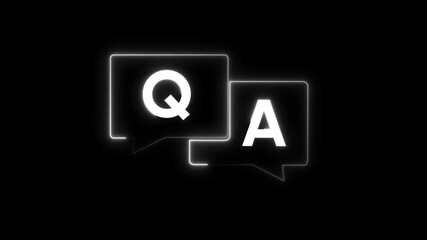 q and a question and answer animated session icon neon 4k screen Animated. Question and Answer the letters Q and A. Speech bubbles with Question and Answer icon isolated on black background. 4k ... - Powered by Adobe