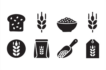Bakery and grain symbol collection for organic packaging, grocery branding, and menus