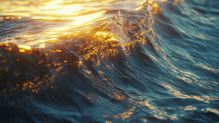 Single Wave Curling in Slow Motion with Golden Sunlight