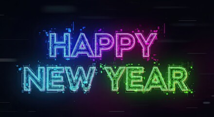 Happy New Year Glitch Effect Celebration