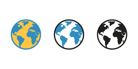Minimal globe illustrations with different color schemes and styles