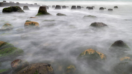February 15, 2025: peaceful scene of Nha Trang sea, Khanh Hoa Province, Vietnam